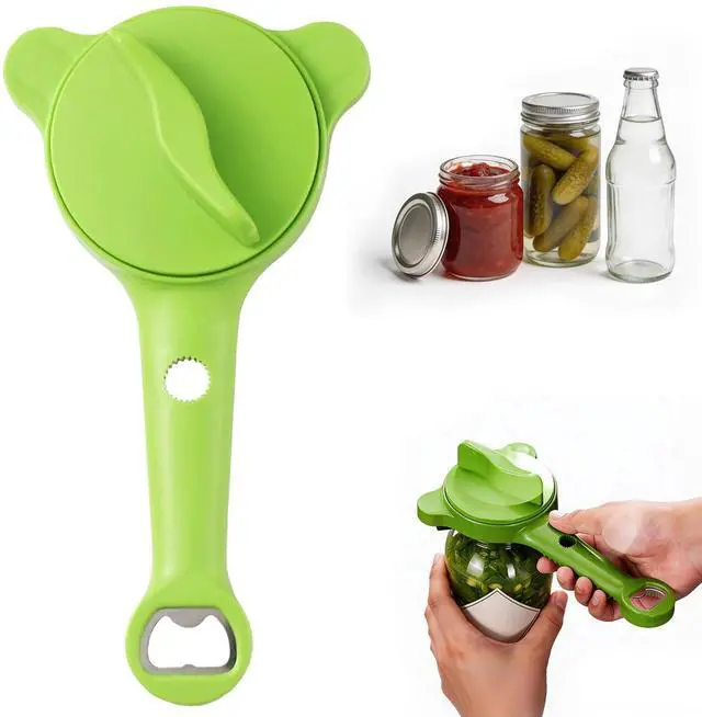 Main image of 4-in-1 Jar Opener, Stainless Steel Lid Remover, Multi Functional Adjustable Stainless Lid Opener, Jar Openers for Seniors & Arthritis Sufferers & Weak Hands, for Kitchen Jars Bottles Cans