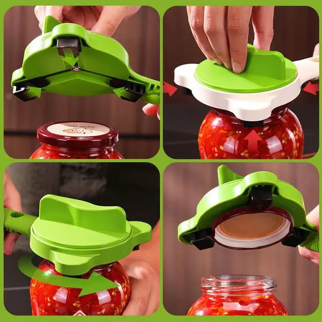 Alt view image 3 of 7 - 4-in-1 Jar Opener, Stainless Steel Lid Remover, Multi Functional Adjustable Stainless Lid Opener, Jar Openers for Seniors & Arthritis Sufferers & Weak Hands, for Kitchen Jars Bottles Cans