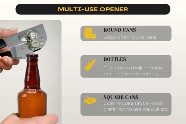 Alt view image 5 of 7 - Heavy Duty Can Opener with Magnet Commercial Can Opener Manual for Seniors & Arthritis - Hand Held, Folding Knob, Smooth Edge, Works on #10 Cans, for Restaurants