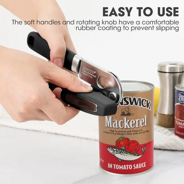 Alt view image 4 of 7 - Hand Held Can Opener Manual with Magnet for Home Kitchen, Black | Easy Work, Premium 420J2 Steel, Magnetic Lid Lifter, Easy-Turn Oversized Knob, Arthritis Friendly, Smooth Edge