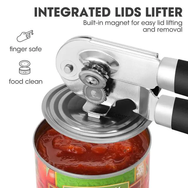 Alt view image 5 of 7 - Hand Held Can Opener Manual with Magnet for Home Kitchen, Black | Easy Work, Premium 420J2 Steel, Magnetic Lid Lifter, Easy-Turn Oversized Knob, Arthritis Friendly, Smooth Edge