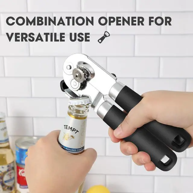 Alt view image 6 of 7 - Hand Held Can Opener Manual with Magnet for Home Kitchen, Black | Easy Work, Premium 420J2 Steel, Magnetic Lid Lifter, Easy-Turn Oversized Knob, Arthritis Friendly, Smooth Edge