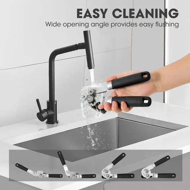 Alt view image 7 of 7 - Hand Held Can Opener Manual with Magnet for Home Kitchen, Black | Easy Work, Premium 420J2 Steel, Magnetic Lid Lifter, Easy-Turn Oversized Knob, Arthritis Friendly, Smooth Edge