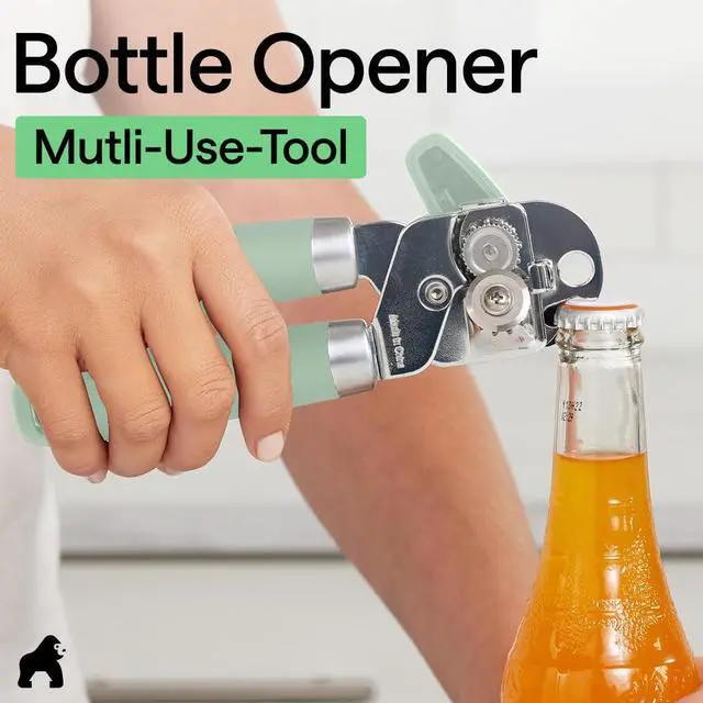 Alt view image 7 of 7 - Upgraded Model Stainless Steel Manual Can Opener, Mint | US Designed, Oversized Handheld Turn Knob, Comfortable Handle for Easy Turning, Multifunctional Kitchen Tool, Open Bottles
