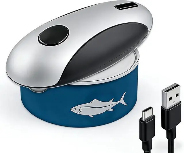 Main image of Gray Cordless Electric Can Opener, Rechargeable Kitchen Gadget | SetandForget Cutting, InjuryProof Can Edges, USBC Charging, Compact Build, Great for Arthritic Hands, Fits Household Cans