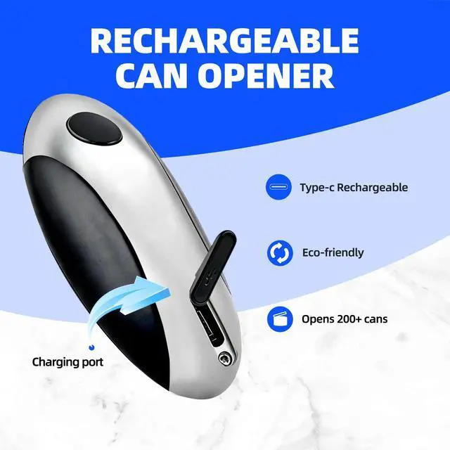 Alt view image 3 of 7 - Gray Cordless Electric Can Opener, Rechargeable Kitchen Gadget | SetandForget Cutting, InjuryProof Can Edges, USBC Charging, Compact Build, Great for Arthritic Hands, Fits Household Cans