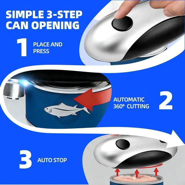 Alt view image 6 of 7 - Gray Cordless Electric Can Opener, Rechargeable Kitchen Gadget | SetandForget Cutting, InjuryProof Can Edges, USBC Charging, Compact Build, Great for Arthritic Hands, Fits Household Cans