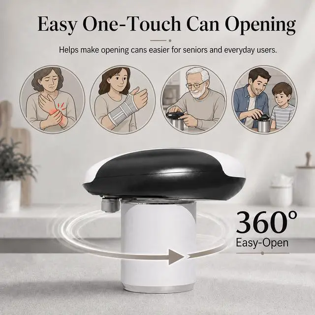 Alt view image 5 of 7 - Electric Can Opener, USB-C Rechargeable Automatic Can Opener with Smooth Edge, One-Touch Operation, Magnetic Lid Hold, Easy Kitchen Gadget for Seniors, Fits Most Can Sizes