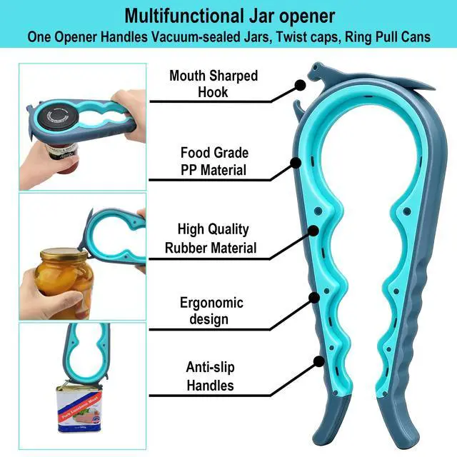 Alt view image 3 of 7 - Jar Opener & Bottle Opener for Seniors with Arthritis, Weak Hands | Adjustable Lid Opener Effortlessly Opens Jars, Bottles & Pop-Top Cans, Great for Senior Parents, Grandparents, or Loved Ones