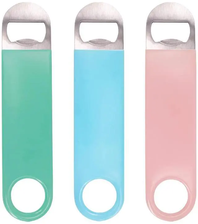 Main image of 3 Pack Heavy Duty Stainless Steel Flat Bottle Opener, Solid and Beer Openers, 7 inches