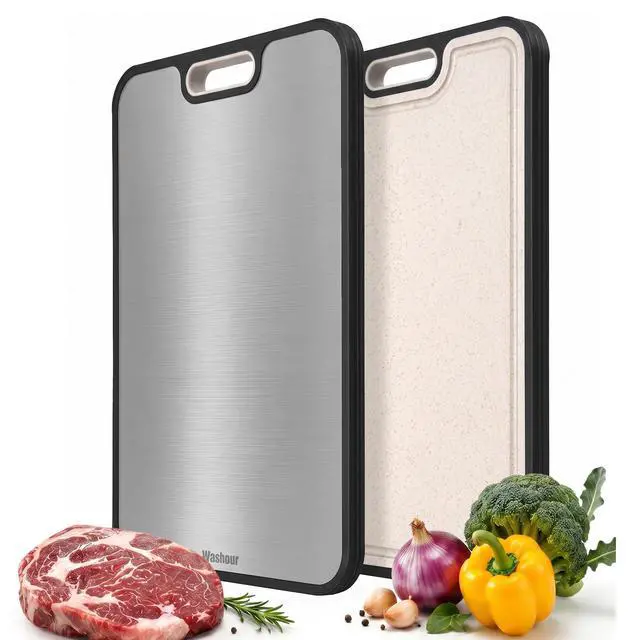 Main image of Non Toxic Titanium Cutting Board for Kitchen, Food Grade Titanium Cutting Boards 2 in 1 Double Sides, Non Slip Cutting Mat 15" x 10"