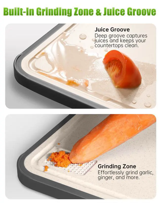 Alt view image 5 of 7 - Non Toxic Titanium Cutting Board for Kitchen, Food Grade Titanium Cutting Boards 2 in 1 Double Sides, Non Slip Cutting Mat 15" x 10"