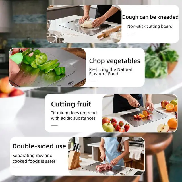 Alt view image 3 of 7 - Titanium Cutting Board, Metal Cutting Board for kitchen with SGS-Certified (11.4 * 7.87inch)