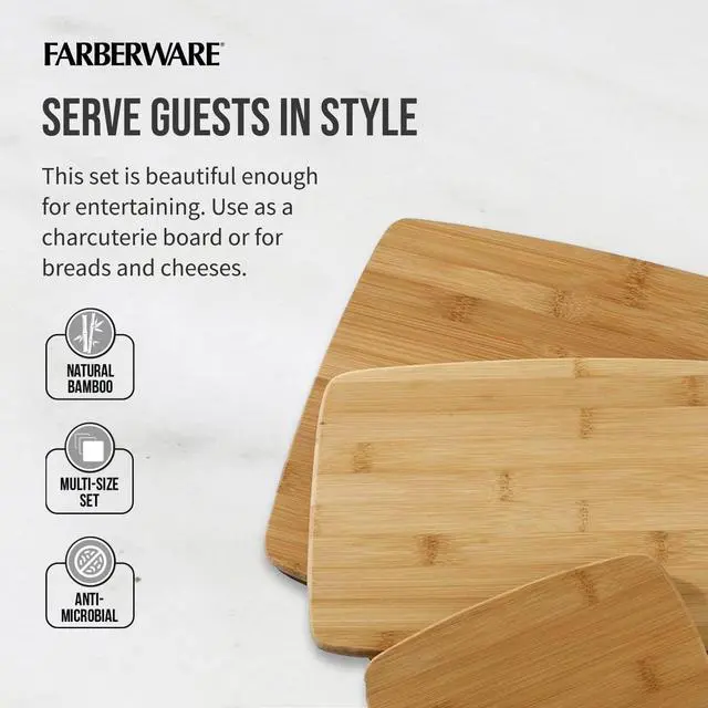 Alt view image 6 of 7 - Bamboo Cutting Board Set of 3, Reversible Cutting Boards for Kitchen - Large 11x14, Medium 8x10, Small 8x5 Inch - Charcuterie Board, Cheese Board, Bread Board