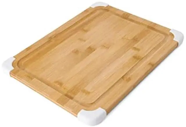 Main image of Nonslip Bamboo Cutting Board with Juice Groove, 11x14 Inch, White
