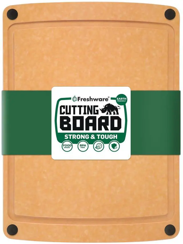 Main image of Wood Cutting Board for Kitchen, Juice Groove, Non-Slip Silicone Feet, Dishwasher Safe, Large, 15" x 11.25", Natural