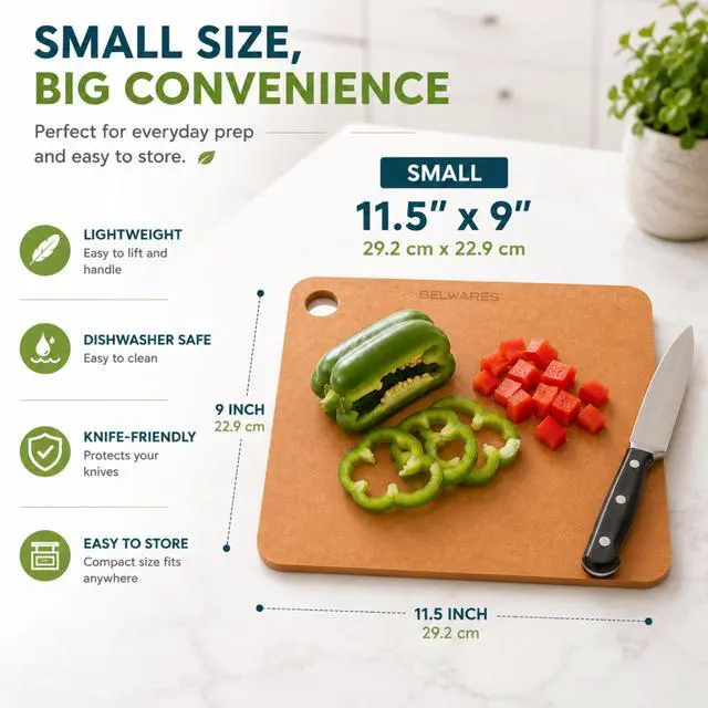 Alt view image 2 of 7 - Wooden Cutting Board for Kitchen - Small Composite Wood Cutting Boards Dishwasher - Thin, BPA Free & Eco-Friendly Chopping Board (11.5 x 9 Inch, Natural)
