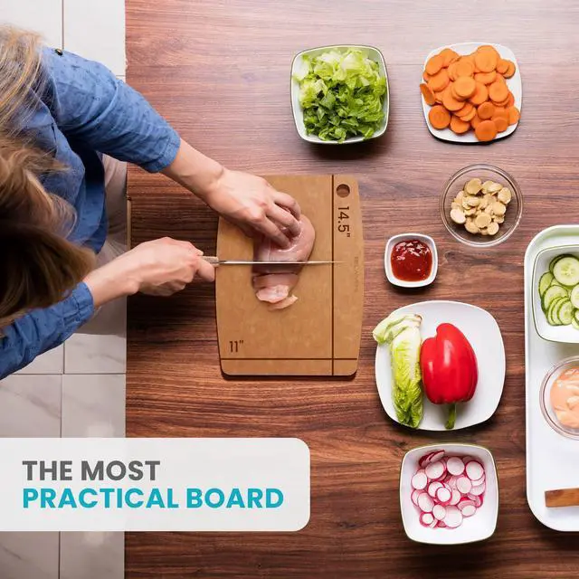 Alt view image 7 of 7 - Wooden Cutting Board for Kitchen - Small Composite Wood Cutting Boards Dishwasher - Thin, BPA Free & Eco-Friendly Chopping Board (11.5 x 9 Inch, Natural)