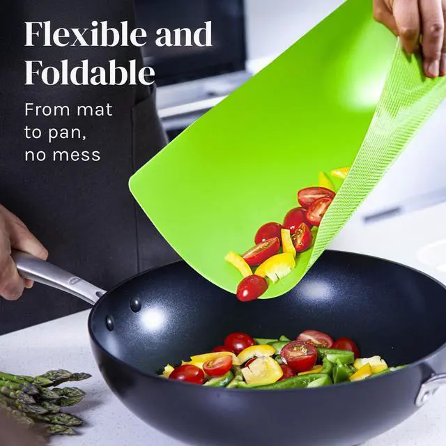 Alt view image 2 of 7 - Extra Thick Flexible Plastic Cutting Board Mats, Set of 6 for Kitchen, BPA Free, Non-Slip Waffle Back, Dishwasher Safe Cutting Boards, Color Coded with Food Icons, 15x12 Inch - Cooler Kitchen