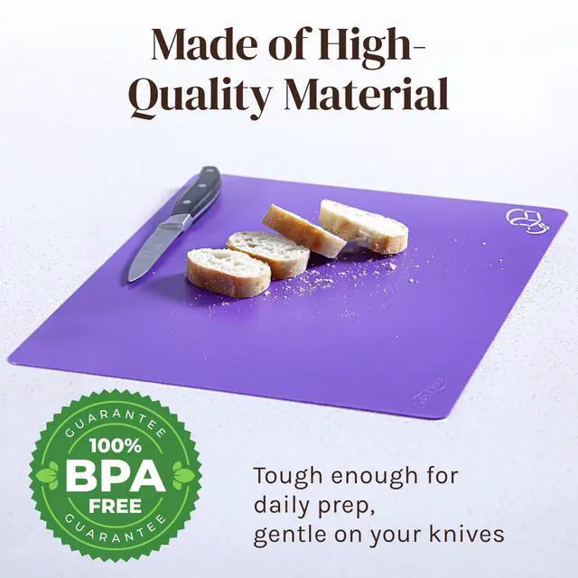 Alt view image 6 of 7 - Extra Thick Flexible Plastic Cutting Board Mats, Set of 6 for Kitchen, BPA Free, Non-Slip Waffle Back, Dishwasher Safe Cutting Boards, Color Coded with Food Icons, 15x12 Inch - Cooler Kitchen