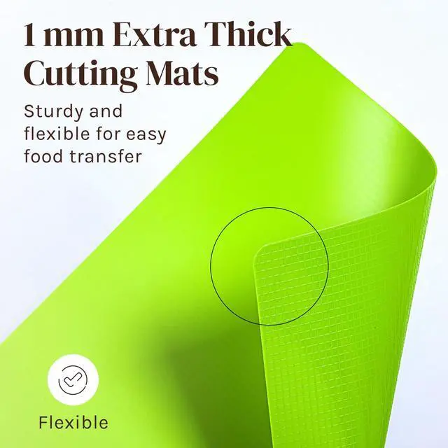 Alt view image 7 of 7 - Extra Thick Flexible Plastic Cutting Board Mats, Set of 6 for Kitchen, BPA Free, Non-Slip Waffle Back, Dishwasher Safe Cutting Boards, Color Coded with Food Icons, 15x12 Inch - Cooler Kitchen