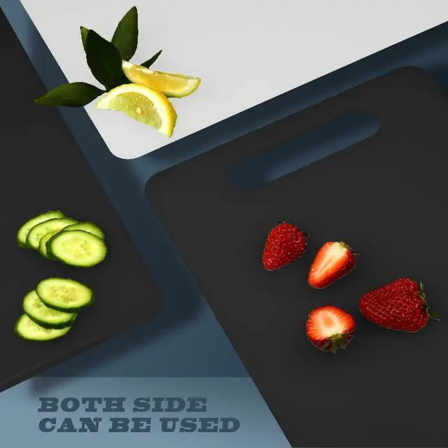 Alt view image 2 of 6 - Plastic Utility Cutting Board with Handles, Food Safe PP Material, BPA Free, Dishwasher Safe, Thick Chopping Board, Large Size, Easy Grip Handle, for Kitchen (Black)