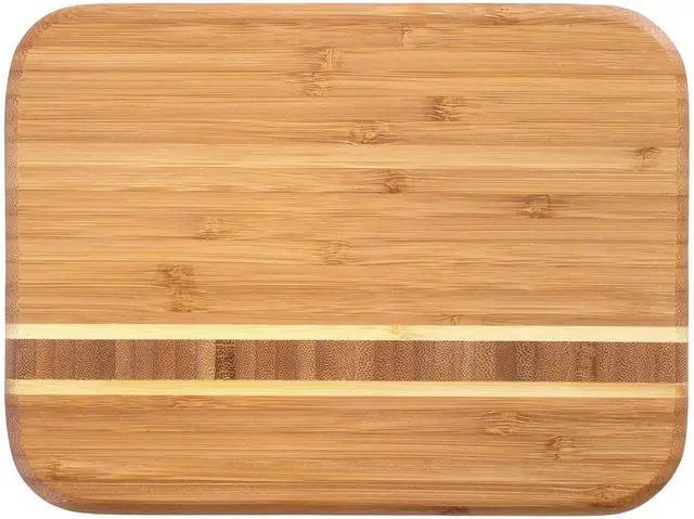 Main image of Barbados Small Bamboo Cutting Board, 9 x 6.5 Inches | Small cutting board for fruit, vegetables, garnishes, and sandwiches. End-grain bamboo inlay adds standout style.
