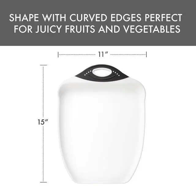 Alt view image 3 of 5 - Chop & Scoop Cutting Board with Non-Slip Feet, 11 x 15 Inch, BPA-Free Dishwasher Safe Kitchen Prep Board, White and Black