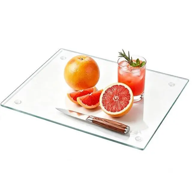 Main image of Tempered Glass Cutting Board for Kitchen Counter, 12x16 inch Clear Cutting Board for Countertop, Non-Slip, Heat-Resistant, Easy to Clean, Kitchen Decoration