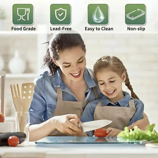 Alt view image 2 of 7 - Tempered Glass Cutting Board for Kitchen Counter, 12x16 inch Clear Cutting Board for Countertop, Non-Slip, Heat-Resistant, Easy to Clean, Kitchen Decoration