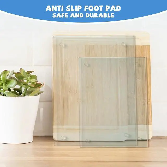 Alt view image 7 of 7 - Tempered Glass Cutting Board for Kitchen, Clear Glass Board for Countertop, Heat Resistant, with Non-Slip Feet, 12x16" & 12x8" 2 Pcs Clear