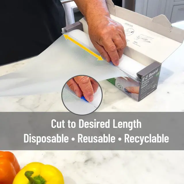 Alt view image 3 of 7 - E-Z Board Disposable Plastic Cutting Board, 20 Square Feet, Easy Clean-Up and Convenient Use, Ideal for Camping, Hunting, Boating, and For People With Food Allergies, Clear