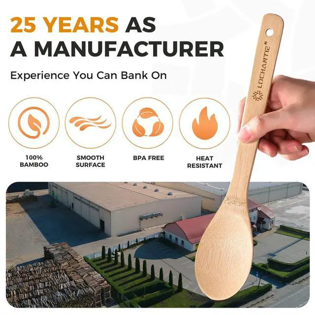 Alt view image 5 of 7 - Wooden Spoons for Cooking Bamboo Utensils Set (6 Pieces) - Essential Tools Wooden Spoons & Spatula for Everyday Stirring, Mixing, Flipping & Serving, Gentle on Nonstick Cookware