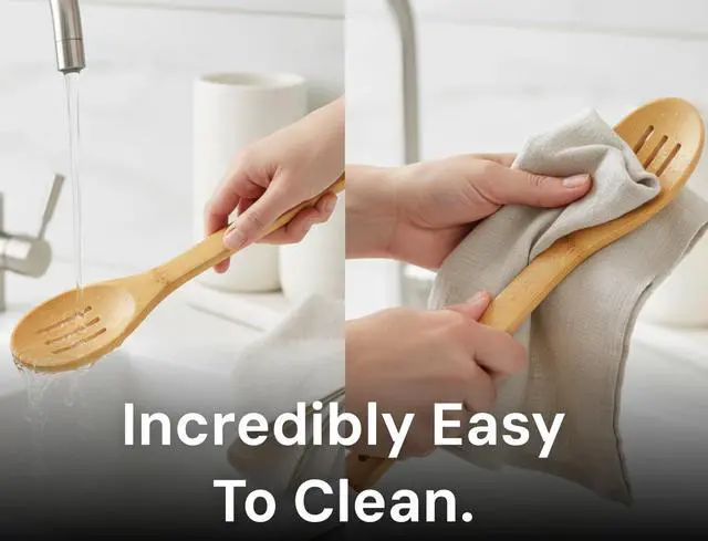 Alt view image 7 of 7 - Bamboo Spoons for Cooking - Set of 8 Spoons with Holder - Wooden Cooking Spoons - Non-toxic & Organic Bamboo Cooking Utensils with Spoon Set & Spatula - Premium Kitchen Utensils
