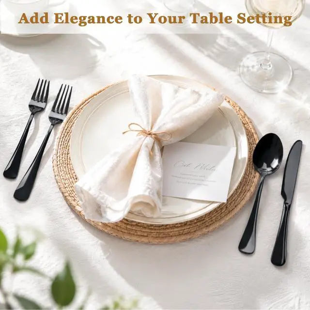 Alt view image 6 of 7 - 24-Piece Black Silverware Set with Steak Knives Flatware Set for 4 Food-Grade Stainless Steel Cutlery Set Mirror Polished Utensils Set Include Spoons and Forks for Home Kitchen Restaurant