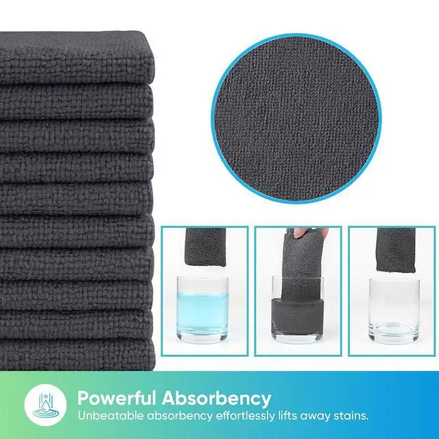 Alt view image 3 of 6 - Microfiber Cleaning Cloth 10PK, Towels for Car, Cleaning Rag, Grey | Lint Free Cleaning Rags for House, Garage, Kitchen, Car Detailing, Shop Towels Bulk Scratch-Free, Absorbent, 11.5"X 11.5"