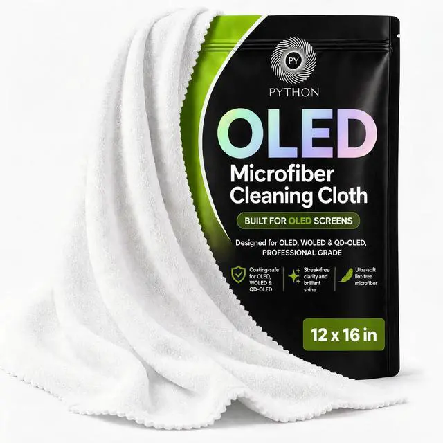 Main image of Premium OLED & QD-OLED Microfiber Cleaning Cloth, 12 x 16 in | Give your OLED its own cloth. Coating-safe 12 x 16 in for OLED, WOLED & QD-OLED TVs and monitors, pouch included
