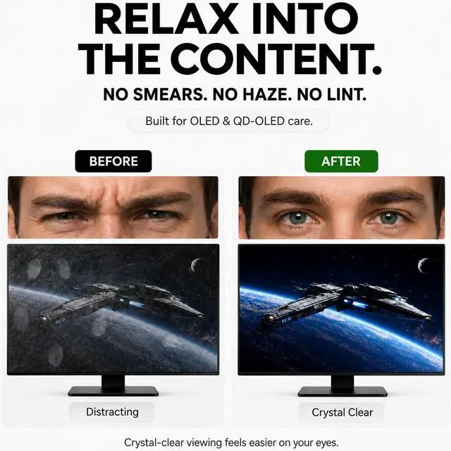 Alt view image 4 of 7 - Premium OLED & QD-OLED Microfiber Cleaning Cloth, 12 x 16 in | Give your OLED its own cloth. Coating-safe 12 x 16 in for OLED, WOLED & QD-OLED TVs and monitors, pouch included