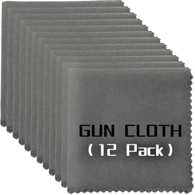 Main image of 12 Pack Microfiber Gun Cleaning Cloth, 12"x12" Lint Free Gun Cleaning Rags, Reusable Microsuede Cleaning/Polishing Wipes Towels for Firearms, Knives and Scopes (Gray)