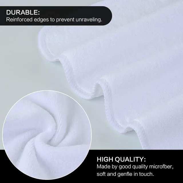 Alt view image 4 of 7 - Microfiber Facial Cloths Fast Drying Washcloth 12inch x 12inch White 6 pack | Absorbent Face Wash Cloth,Soft Makeup Remover Cloths,Face Towel,Reusable Facial Cleansing Cloth for All Skin Types