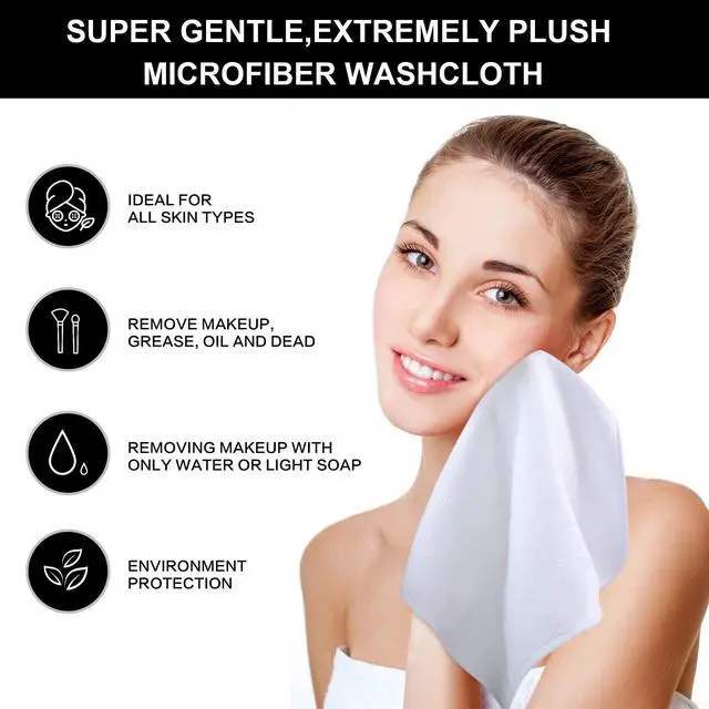 Alt view image 5 of 7 - Microfiber Facial Cloths Fast Drying Washcloth 12inch x 12inch White 6 pack | Absorbent Face Wash Cloth,Soft Makeup Remover Cloths,Face Towel,Reusable Facial Cleansing Cloth for All Skin Types