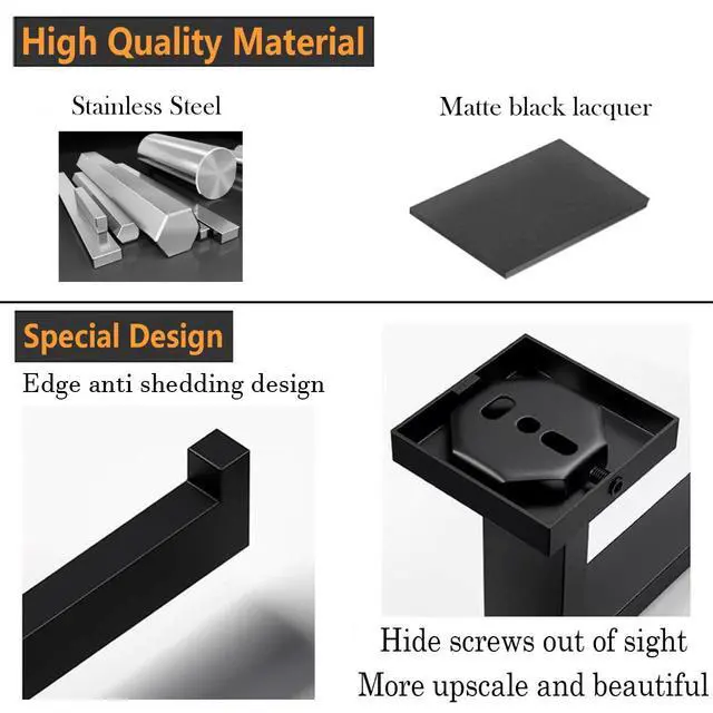 Alt view image 5 of 7 - Toilet Paper Holder - Bathroom Toilet Roll Holder - Matte Black | Wall Mounted Toilet Paper Holder for Bathroom, Stainless Steel Toilet Paper Roll Holder