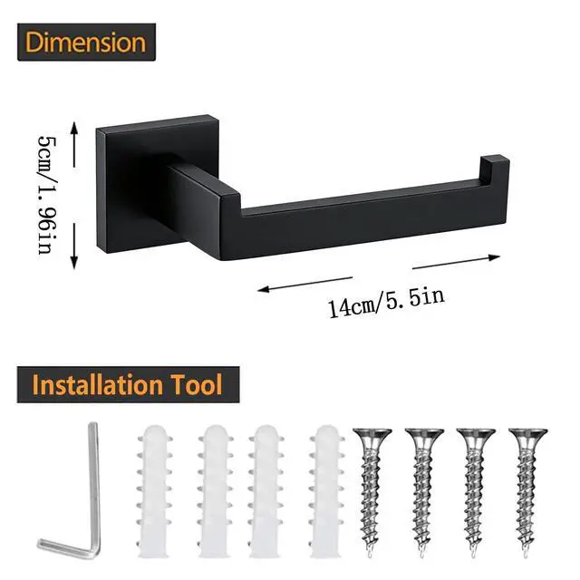 Alt view image 6 of 7 - Toilet Paper Holder - Bathroom Toilet Roll Holder - Matte Black | Wall Mounted Toilet Paper Holder for Bathroom, Stainless Steel Toilet Paper Roll Holder