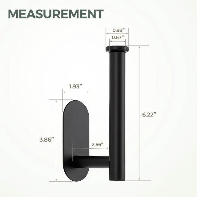Alt view image 5 of 7 - Matte Black Adhesive Toilet Roll Holder Stand,Toilet Paper Holder,1 Pack | SUS304 Stainless Steel, Rustproof Design, Easy Installation, No Drilling Tissue Holder,for Kitchen Bathroom Wall Mount