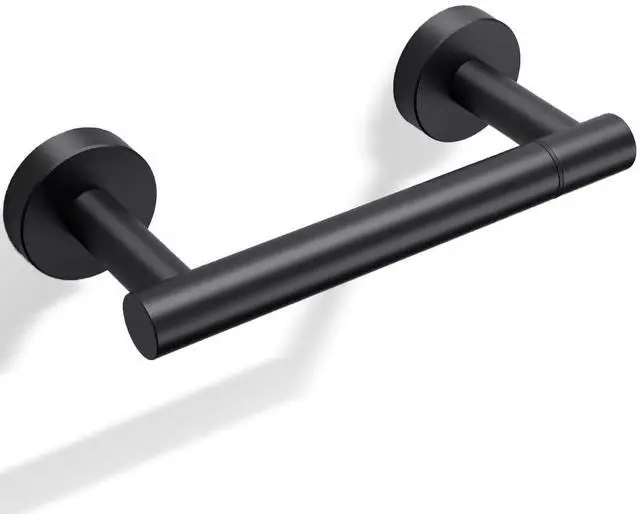 Main image of Matte Black Toilet Paper Holder Wall Mount - Pivoting Modern Roll Holder for Bathroom