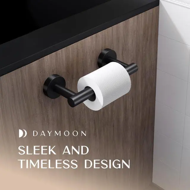 Alt view image 3 of 7 - Matte Black Toilet Paper Holder Wall Mount - Pivoting Modern Roll Holder for Bathroom