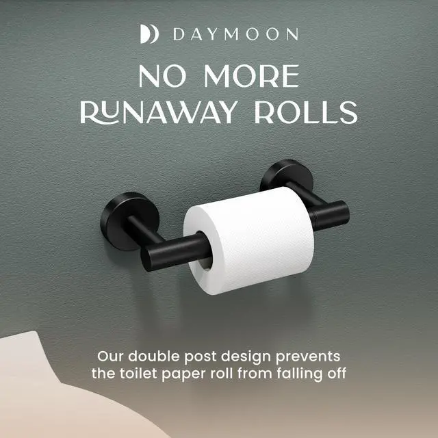 Alt view image 7 of 7 - Matte Black Toilet Paper Holder Wall Mount - Pivoting Modern Roll Holder for Bathroom