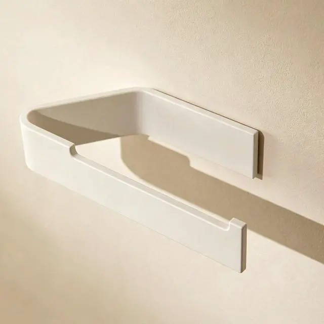 Alt view image 5 of 6 - Toilet Paper Holder (White) | Freestanding Design, Bathroom Storage,SUS 304 stainless steel, Matte paint finish, No-drill installation
