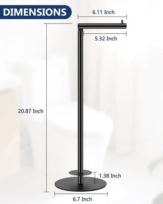 Alt view image 4 of 7 - Toilet Paper Holder Stand, Bathroom Toilet Paper Stand with Shelf, Free Standing Toilet Paper Roll Storage Holder for 4 Rolls, Black