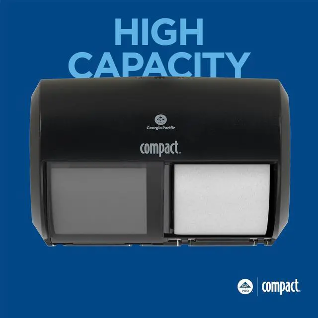 Alt view image 6 of 7 - Compact 2-Roll Side-by-Side Coreless High-Capacity Toilet Paper Dispenser by GP PRO (Georgia-Pacific); Black; 56784A; 1 Dispenser
